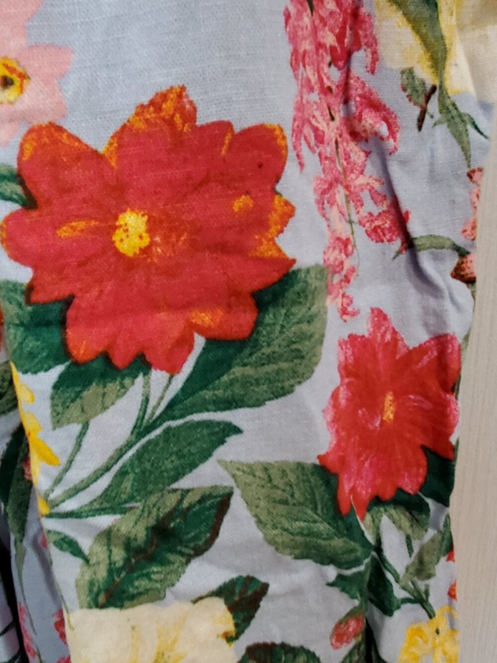 Old Navy XL Tropical Floral Linen Blend Tie Strap Smocked Jumpsuit Overalls - Picture 3 of 8